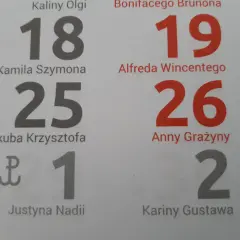 Imieniny Kuby wypadają 25 dnia miesiąca. Obok daty 18 widnieje imię Kaliny, a 19 Bonifacego.
