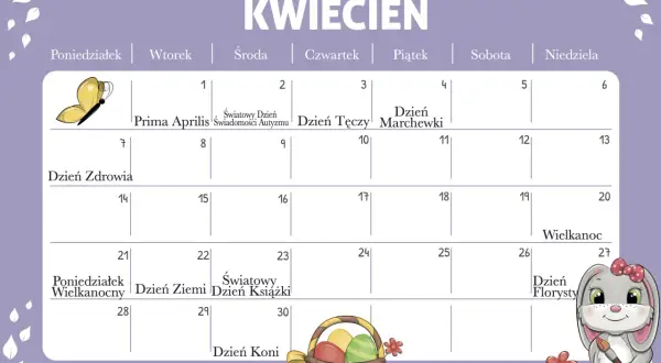 Kwiecień pełen jest nietypowych świąt: Prima Aprilis, Dzień Tęczy, Dzień Marchewki, Dzień Zdrowia, Dzień Ziemi, Dzień Książki, Dzień Florysty i Dzień Koni.