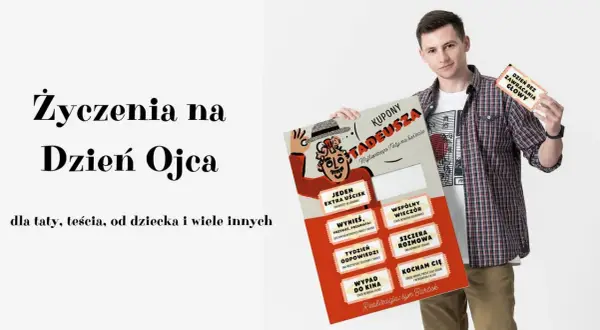 Krótkie życzenia dla taty: kupony na Dzień Ojca, uściski, pomoc w domu i wspólny wieczór. Idealny prezent od syna Bartka.