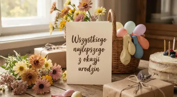Wszystkiego najlepszego z okazji urodzin dla cioci! Bukiet kwiatów, tort i prezenty czekają.