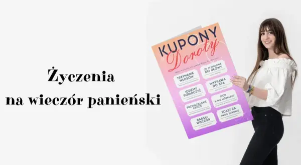 Kupony "Doroty" z zabawnymi życzeniami na wieczór panieński.