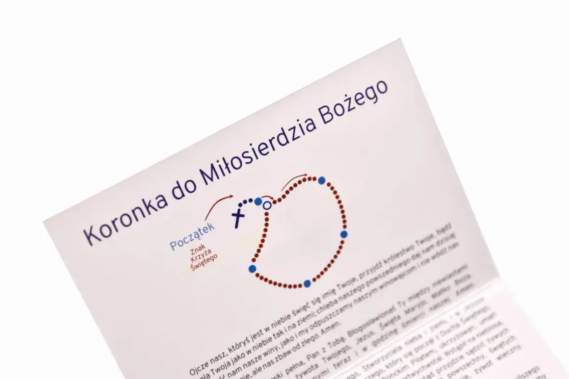 Tekst modlitwy Koronka do Miłosierdzia Bożego z schematem różańca.